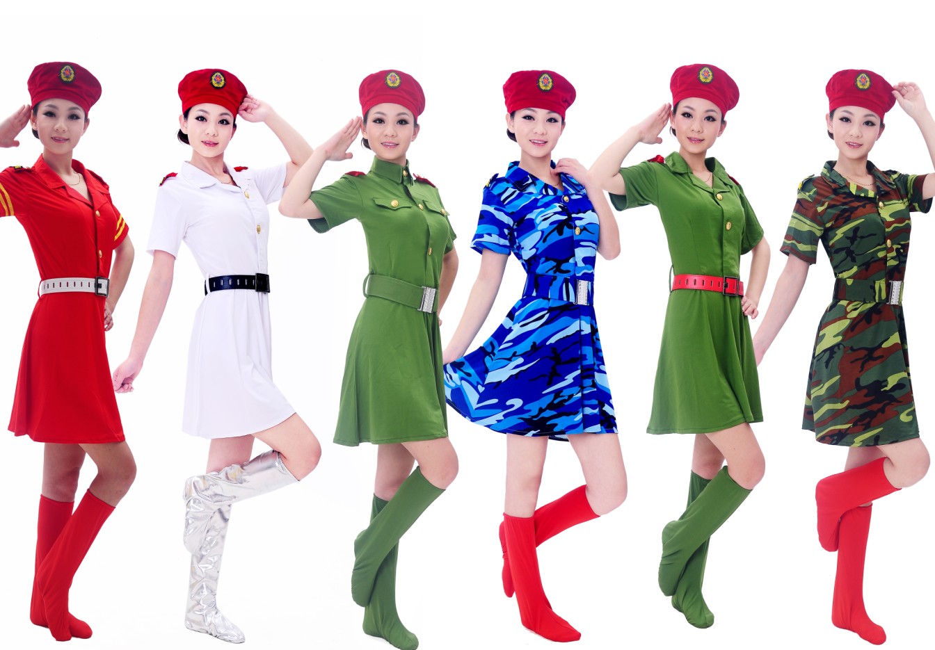 军旅舞蹈服演出服装军鼓服军装女款迷彩裙女兵