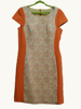 香港名师路春秋款 高端面料橘色立体提花修身加厚短袖连衣裙