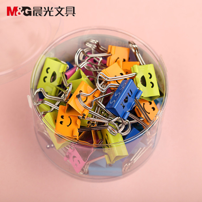 包邮 晨光文具 微笑系类长尾夹 票据 燕尾夹 笑脸长尾夹 彩色夹子