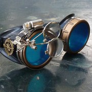 Task㊣ 手作哥特金属罗盘维多利亚冰蓝飞行员焊接护目镜