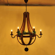 美式乡村复古实木铁艺做旧吊灯，客厅灯个性，创意仿古酒吧吊灯咖啡灯