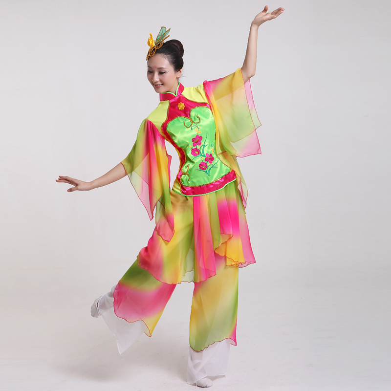 2014新款秋季秧歌服民族舞蹈演出服装腰鼓舞扇子舞舞台服装时尚女