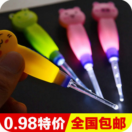 4024 卡通动物图案可拆卸清洁挖耳勺 发光耳勺掏耳朵采耳工具