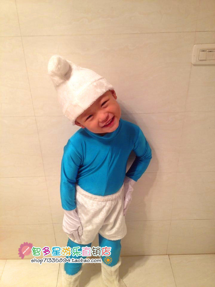 六一新品儿童动物演出服装童话剧舞台剧舞蹈服卡通蓝-精灵表演服