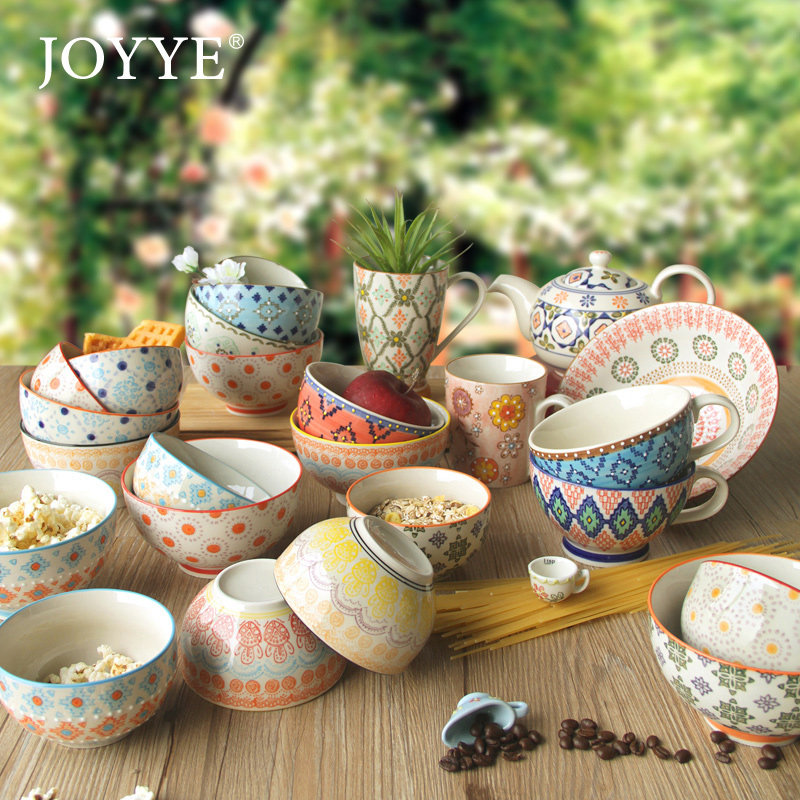 joyye secret garden underglaze color handpainted ceramic bowl