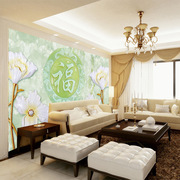 大型壁画3d立体墙纸客厅，电视背景墙中式壁纸，玉雕无缝墙布家和富贵