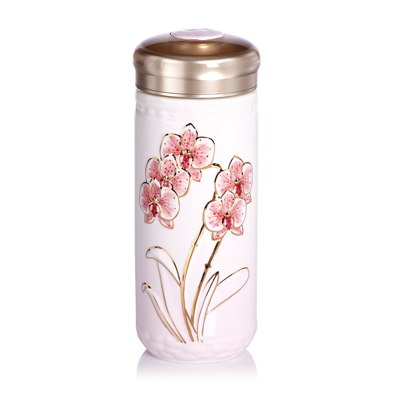 乾唐轩活瓷蝴蝶兰花随身杯 鎏金双层250ml 陶瓷水杯子办公商务|msdalam kategori pinggan mangkuk, Cup/cawan/cerek, Dengan mudah Cup - dari Buy2taobao.com untuk memberikan perkhidmatan ejen Taobao profesional membeli