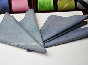 外贸原单口袋巾 手帕 领带 真丝+棉 口袋巾 原单手帕深灰色蓝色