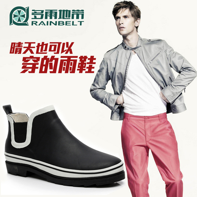 RAINBELT 韩版男士轻便雨鞋男式低筒仿皮雨靴水鞋冬季可保暖加绒