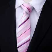带带帅窄版6cm男女，韩版时尚休闲细领带，粉色条纹领带