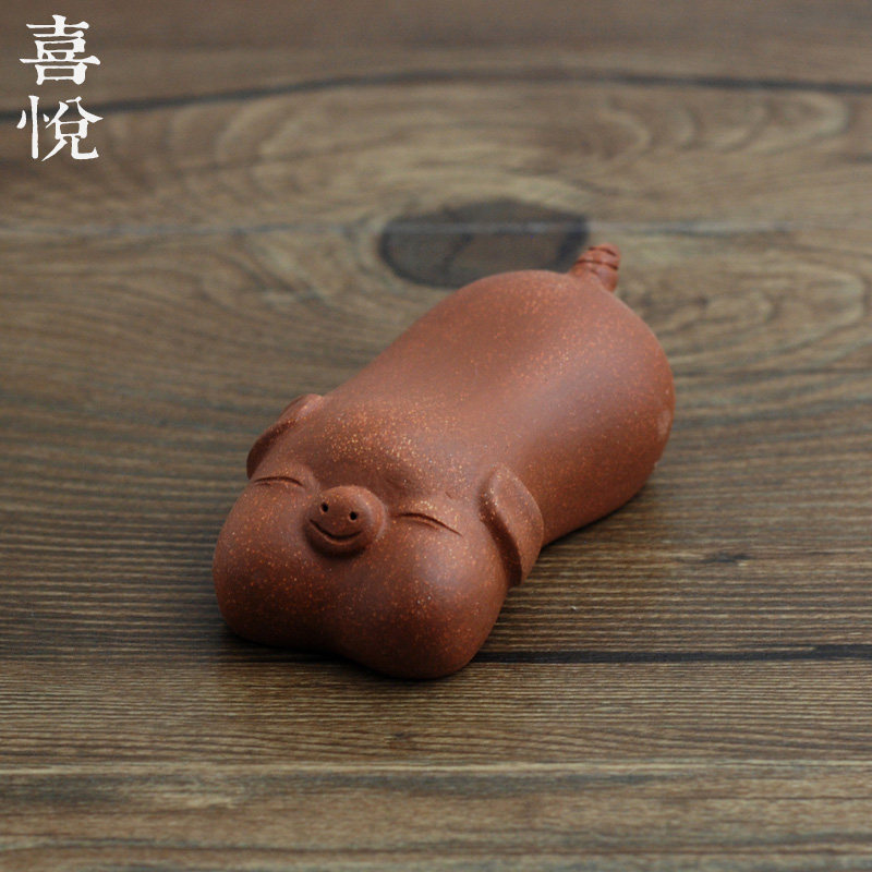 喜悦茶铺 紫砂茶宠 手工小猪  冬瓜猪 茶道配件 感觉自己萌萌哒