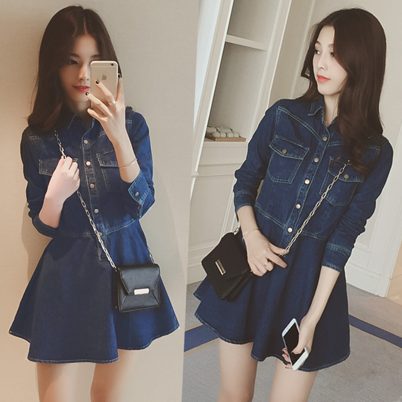 2019 pregnant woman spring clothes Korean Edition new pattern Breasted Denim skirt spring and autumn New products Long sleeve cowboy fashion Show thinin the Maternity/Maternal supplies/Nutrition , Maternity , Dress category - from Buy2taobao.com to provide professional Taobao agent buy service