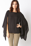 时尚蝙蝠式雪纺衫，宽松喇叭长袖个性斗篷，式女士式衬衫0373