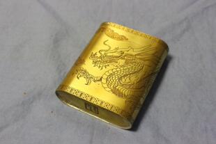 黄铜烟丝盒高档旱烟盒，手卷烟烟丝，加厚滑盖个性雕刻龙