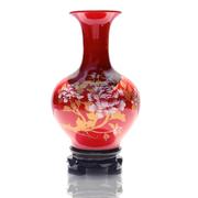 景德镇陶瓷器花瓶摆件现代简约客厅插花装饰品赏瓶大号红色瓷瓶