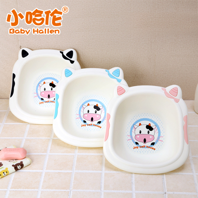 两个装小哈伦婴儿脸盆卡通儿童洗脚盆/PP盆新生儿宝宝洗脸盆加厚