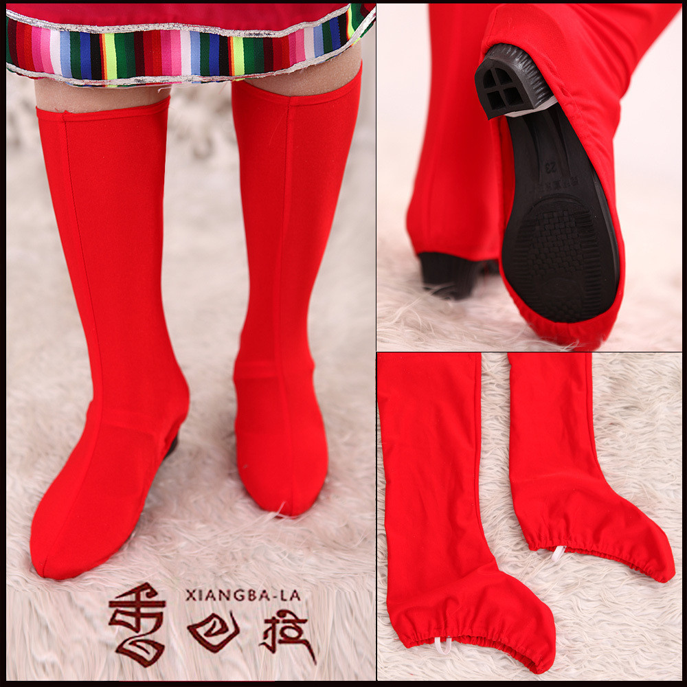 红色弹力加长筒靴套鞋套藏族舞蒙古民族舞蹈舞台演出女式成人儿童在类目 女装/女士精品, 唐装/民族服装/舞台服装, 民族服装/舞台装中 - 来自Buy2taobao.com提供专业的淘宝代购服务