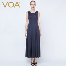 VOA 合体遮腹显瘦真丝针织多片切割背心连衣裙 简约蚕丝长裙A5132图片