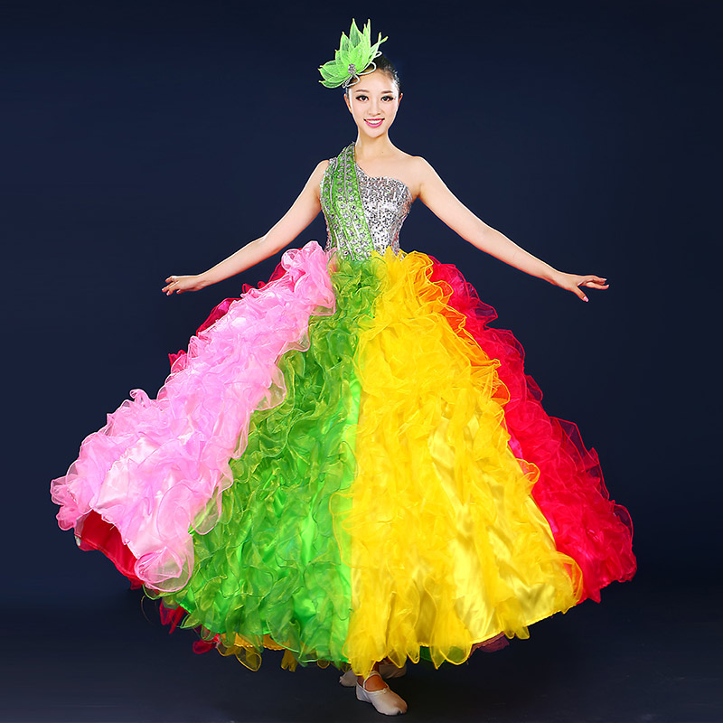 开场舞大摆裙演出服2018新款大气服装现代舞蹈连衣裙成人女春在类目 女装/女士精品, 唐装/民族服装/舞台服装, 民族服装/舞台装中 - 来自Buy2taobao.com提供专业的淘宝代购服务