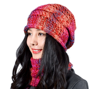 毛线帽子女冬天韩版休闲手工，编织羊毛线，针织帽女加绒保暖帽两件套
