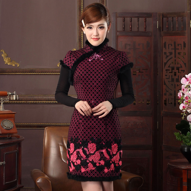 Eastern aristocracy New winter Cashmere cheongsam Dress 2016 daily Improvement Embroidery keep warm Retro dressin the Women's clothing/Boutique , Wedding/Cheongsam/Formal dress , Cheongsam category - from Buy2taobao.com to provide professional Taobao agent buy service