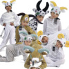 幼儿童学生节日舞台造型演出服白色山羊羚羊绵羊公牛奶牛表演服装