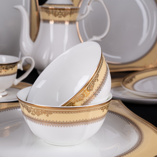 景德镇骨瓷盘散件餐具，结婚碗盘碟陶瓷器创意，家用套装饭碗结婚