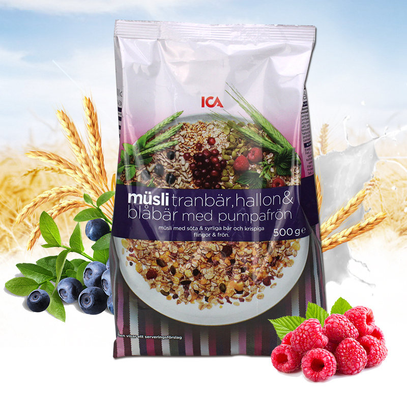 爱西爱瑞典进口ICA 蓝莓蔓越莓覆盆子麦片500