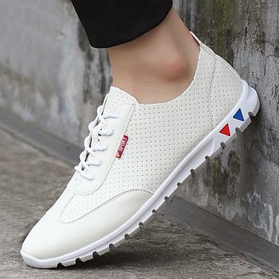 青年男士休闲鞋2017秋季新款百搭潮鞋软底运动透气皮鞋韩版板鞋男