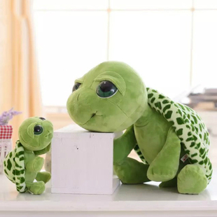 大眼龟公仔绿毛龟玩偶，海龟抱枕女生布娃娃儿童，可爱小乌龟毛绒玩具