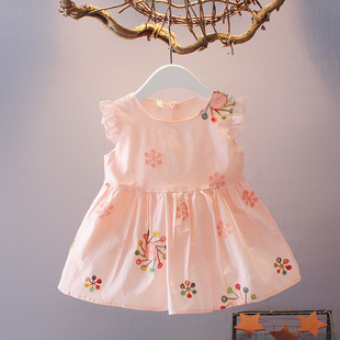 0-1-2-3岁婴儿衣服女宝宝连衣裙，无袖夏装百天新生儿，韩版棉布裙子