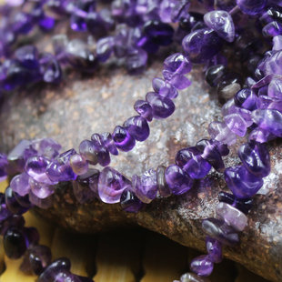 天然巴西a货紫晶小碎石紫水晶散珠子串珠，材料diy饰品配件材料