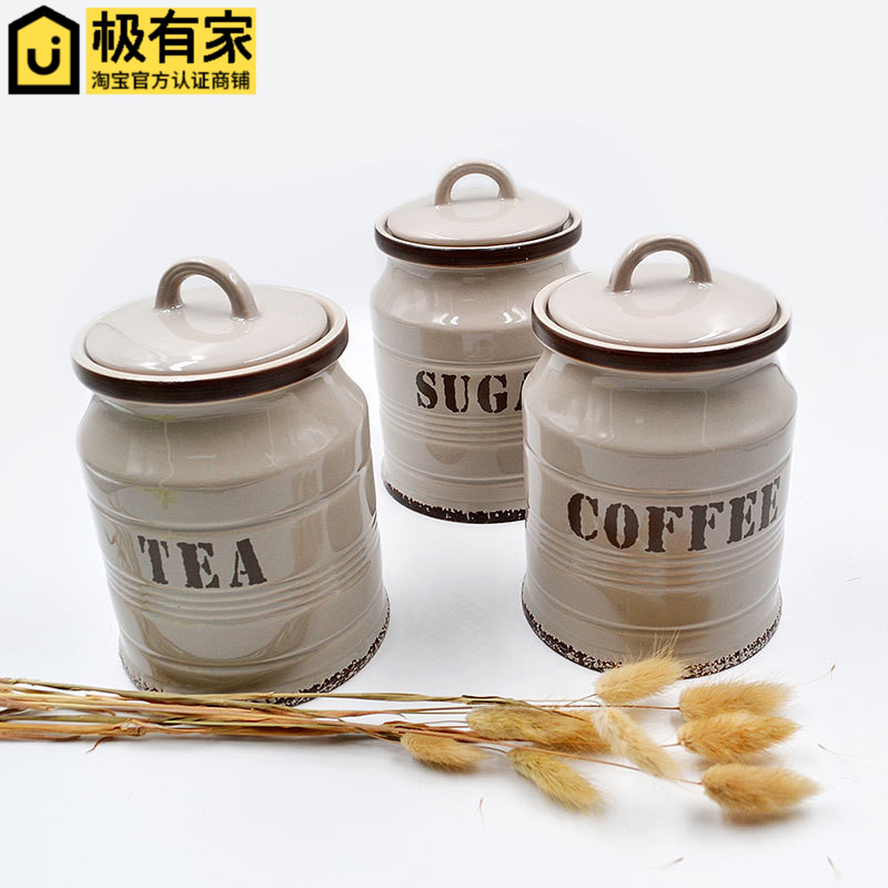 美式复古乡村别墅软装家居饰品调味罐密封罐糖罐咖啡罐茶罐摆件|msdalam kategori dapur/memasak Appliances, Alat dapur/Penyimpanan dapur, botol penyimpanan/bekas penyimpanan dapur, botol perasa - dari Buy2taobao.com untuk memberikan perkhidmatan ejen Taobao profesional membeli