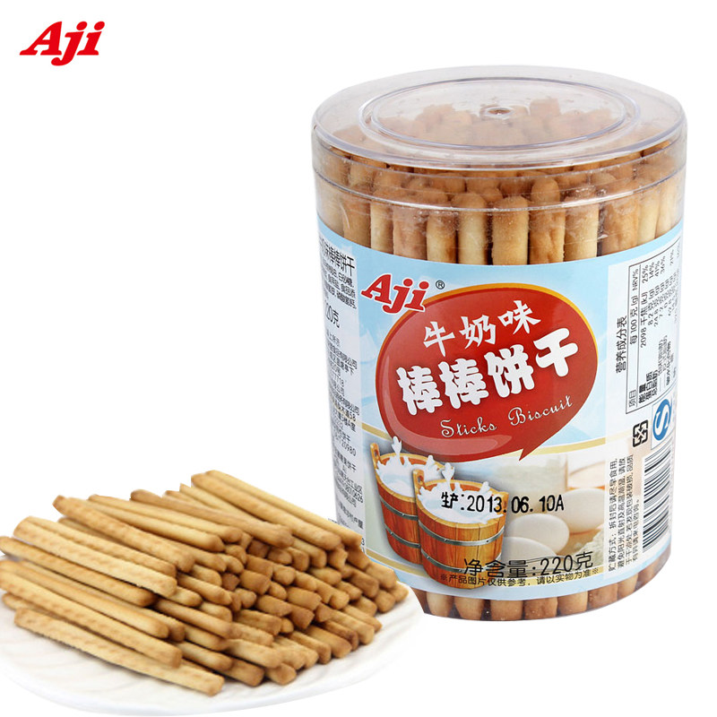 【天猫超市】Aji台湾风味牛奶味棒棒饼干220g克/盒 休闲零食$