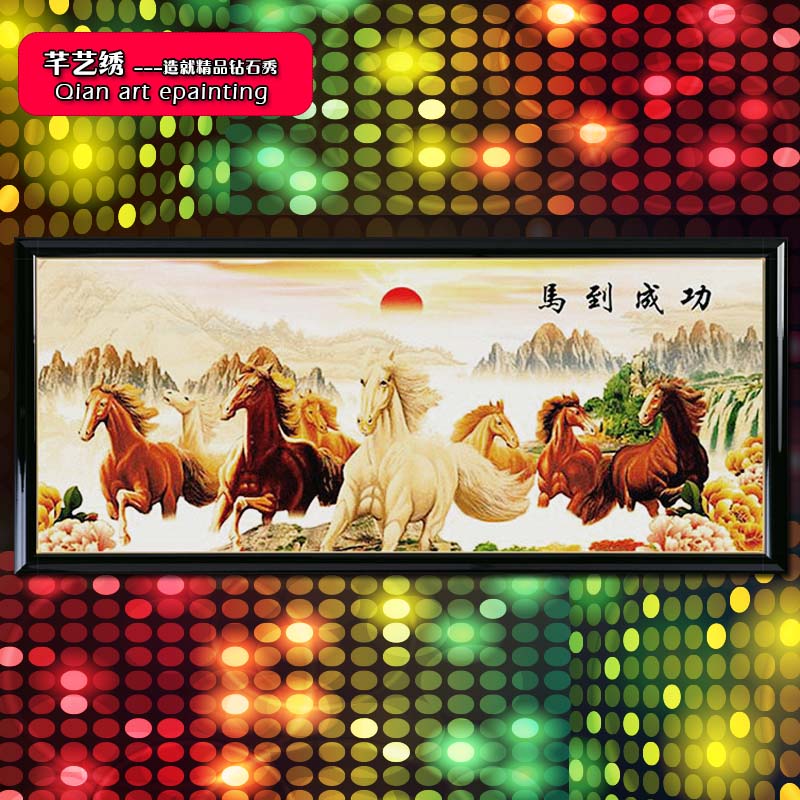 立体满贴方钻钻石画十字绣客厅书房大幅中国风系列八骏图马到成功|ruв категории домашний ткань, вышивка крестом и инструментов, принадлежностей, вышивка крестом suite - от Buy2taobao.com для оказания профессиональной услуги покупки агента Taobao