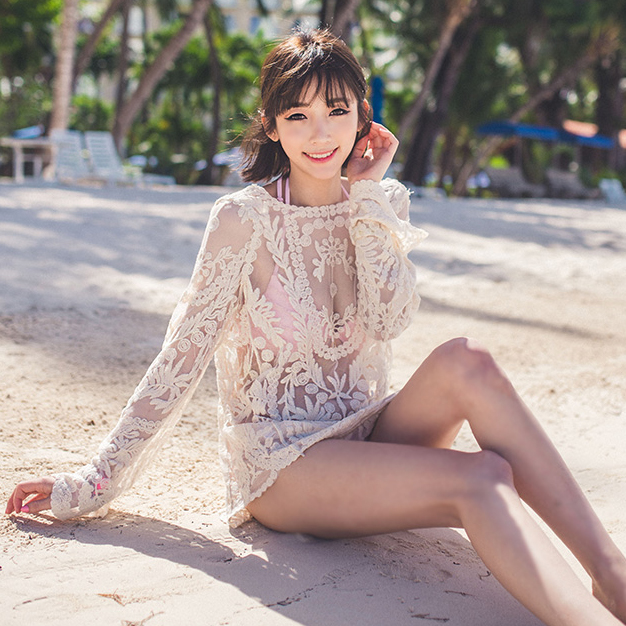 Same item Beige Smock Bohemia Long sleeve crochet leisure time Bikini Smockin the Sports/Yoga/Fitness/Fans supplies , Swim , Swimming equipment , Beach sweaters category - from Buy2taobao.com to provide professional Taobao agent buy service
