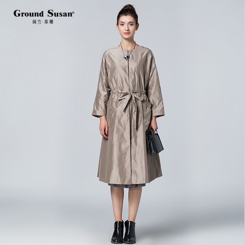 Ground Susan 2017 Autumn new pattern Women's wear T-shirts Long sleeve Self cultivation Show thin Solid Mid length version Windbreaker coatin the Women's clothing/Boutique , Windbreaker category - from Buy2taobao.com to provide professional Taobao agent buy service