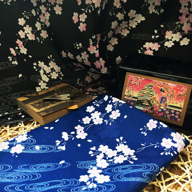 日本进口手帕 和风满幅樱花飞舞 手帕薄薄大尺寸精梳全棉吸汗手绢|ruв категории Аксессуары, платок - от Buy2taobao.com для оказания профессиональной услуги покупки агента Taobao