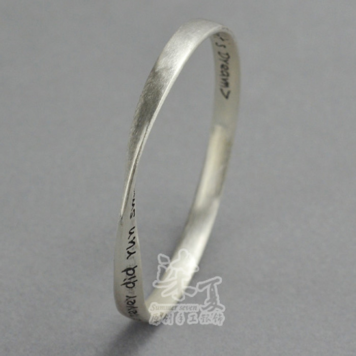 s925 Sterling Silver Bracelet manual Lettering Xue Qian Same item customized Mobius rotate men and women lovers Silver ornamentin the Accessories/Fashion Jewelry, Bracelet category - from Buy2taobao.com to provide professional Taobao agent buy service