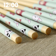 12点萌厨创意筷子套装 可爱卡通4双家庭筷竹筷子儿童成人筷子