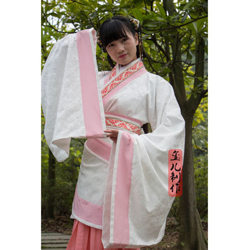 衣服 时尚女装 吊带女装 玺儿制作 女装汉服 粉色绣花曲裾 汉族传统