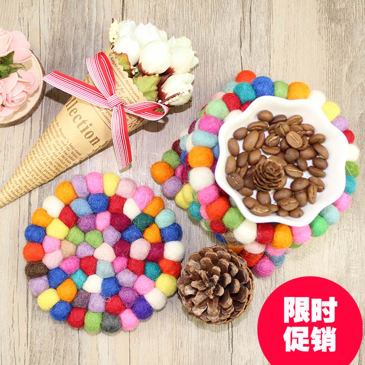 小S同款尼泊尔进口羊毛毡杯垫纯手工彩色餐垫锅垫隔热垫10cm20cm|ruв категории посуда, кубок/кубок/чайник, подставки - от Buy2taobao.com для оказания профессиональной услуги покупки агента Taobao