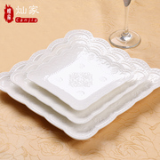 四方牛排盘餐具陶瓷创意欧式纯白浮雕骨瓷西餐盘碟菜盘点心盘子