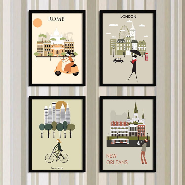 Early in the morning Street modern fashion Simplicity fresh European style Decorative painting Hanging picture a living room mural Frame paintingin the Home accessories , Decorative painting , Modern decorative painting category - from Buy2taobao.com to provide professional Taobao agent buy service