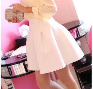 2023女装韩版半身裙伞裙高腰，蓬蓬裙太空棉白色，短裙a字裙