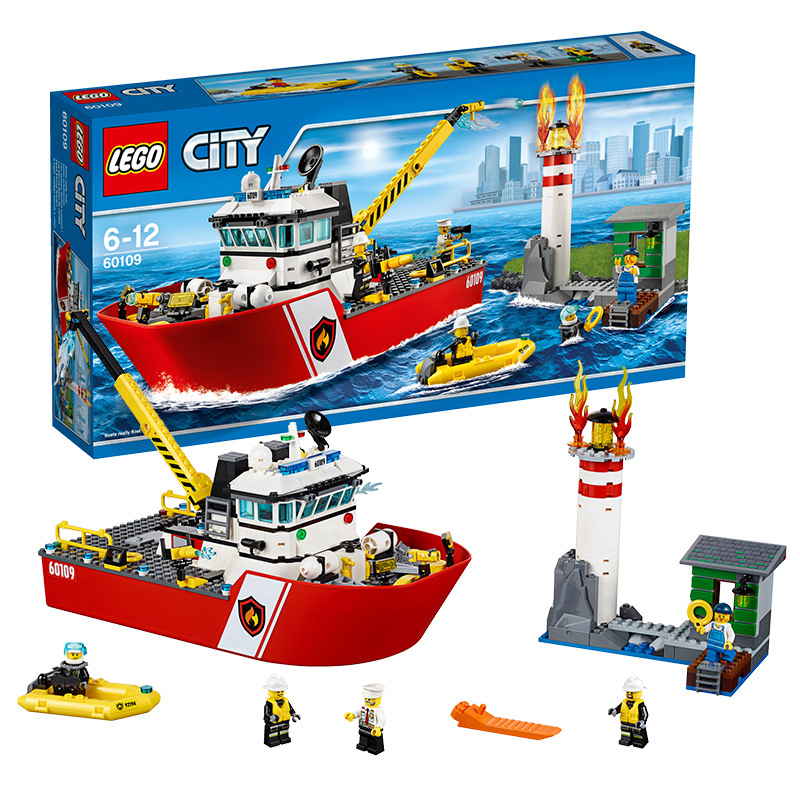 乐高城市系列60109消防船LEGO CITY 积木玩具益智拼插男孩趣味