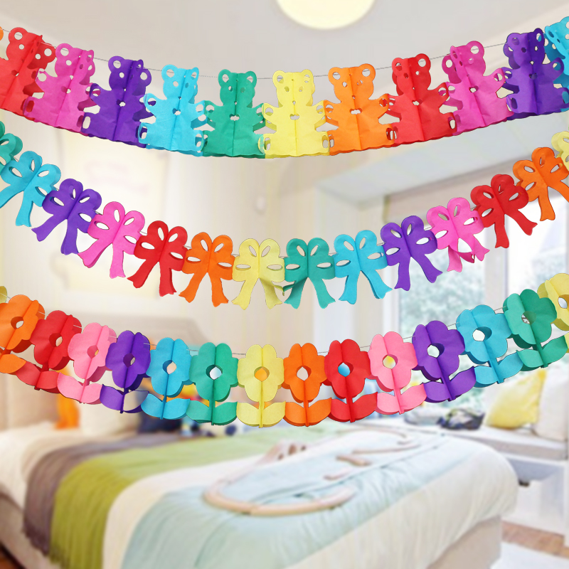 Classroom Colorful Paper garland Fan Brace Children's Day The age of birthday party Wedding supplies decorate 61in the Festive supplies/Gift , Garland category - from Buy2taobao.com to provide professional Taobao agent buy service