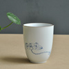 景德镇手绘荷花直筒杯创意，陶瓷个人茶杯子功夫茶具禅意月白