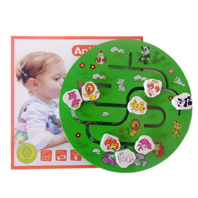 儿童益智木质玩具 卡通动物迷宫 提高宝宝逻辑分析力 找位游戏