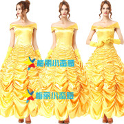 万圣节公主裙黄色仙女装，复古宫廷服cosplay童话故事贝尔公主服装